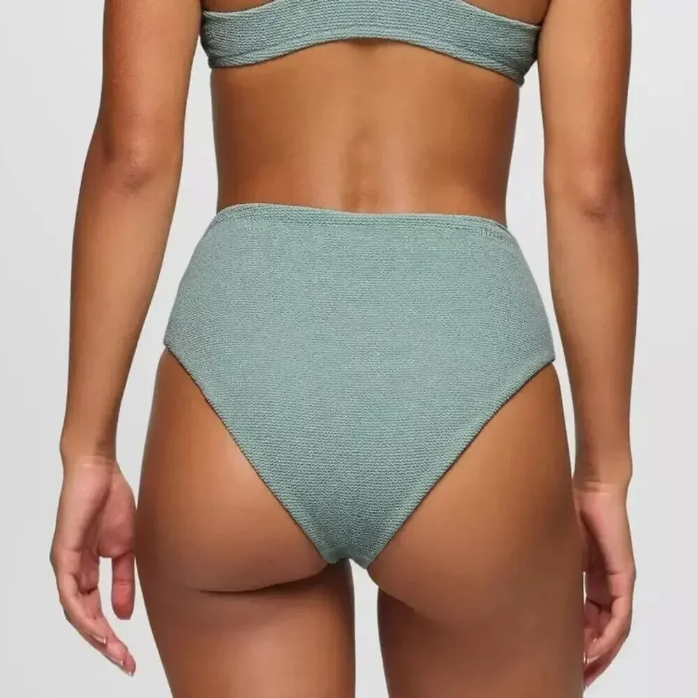 Prana Lahari Scrunch High Rise Swim Bottom Women's XL Saltwater Textured Cheeky